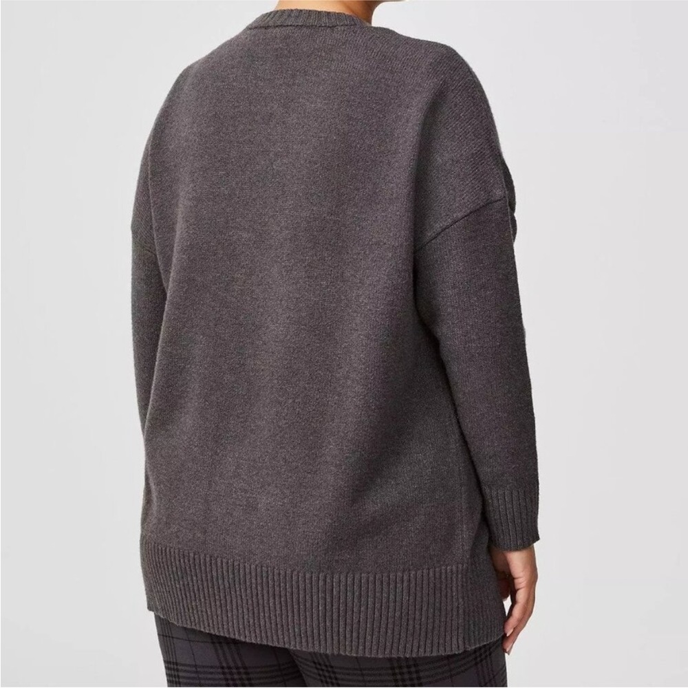 Torrid Drop Shoulder Relaxed Girlfriend Cardigan Knit Sweater Minimalist Grey 1X - Picture 2 of 10
